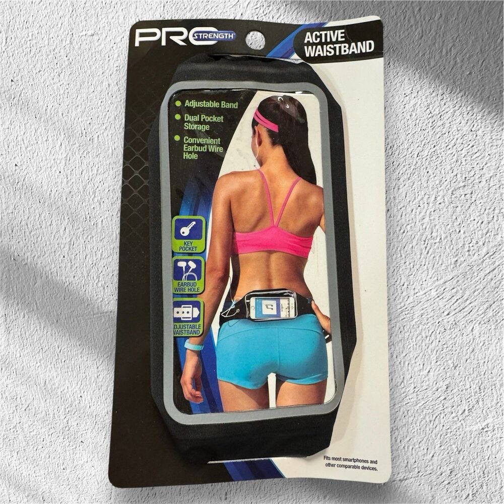 PRO STRENGTH ACTIVE WAISTBAND ADJUSTABLE BAND PHONE Keys Holder Black